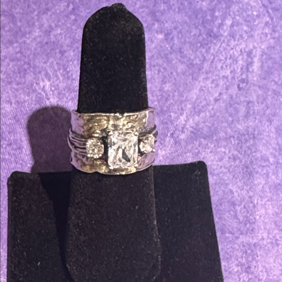 Silver Israel CZ Band Ring